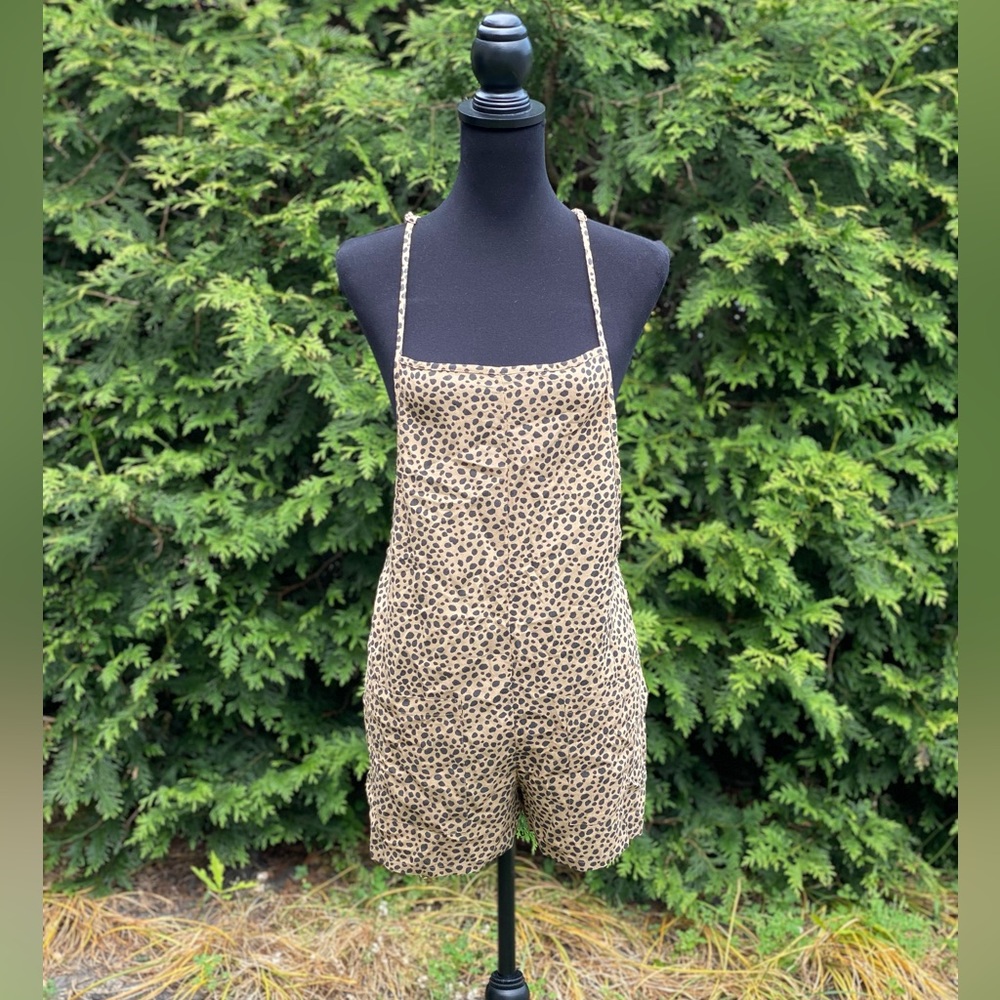 Aerie cheetah-print short romper in Medium
